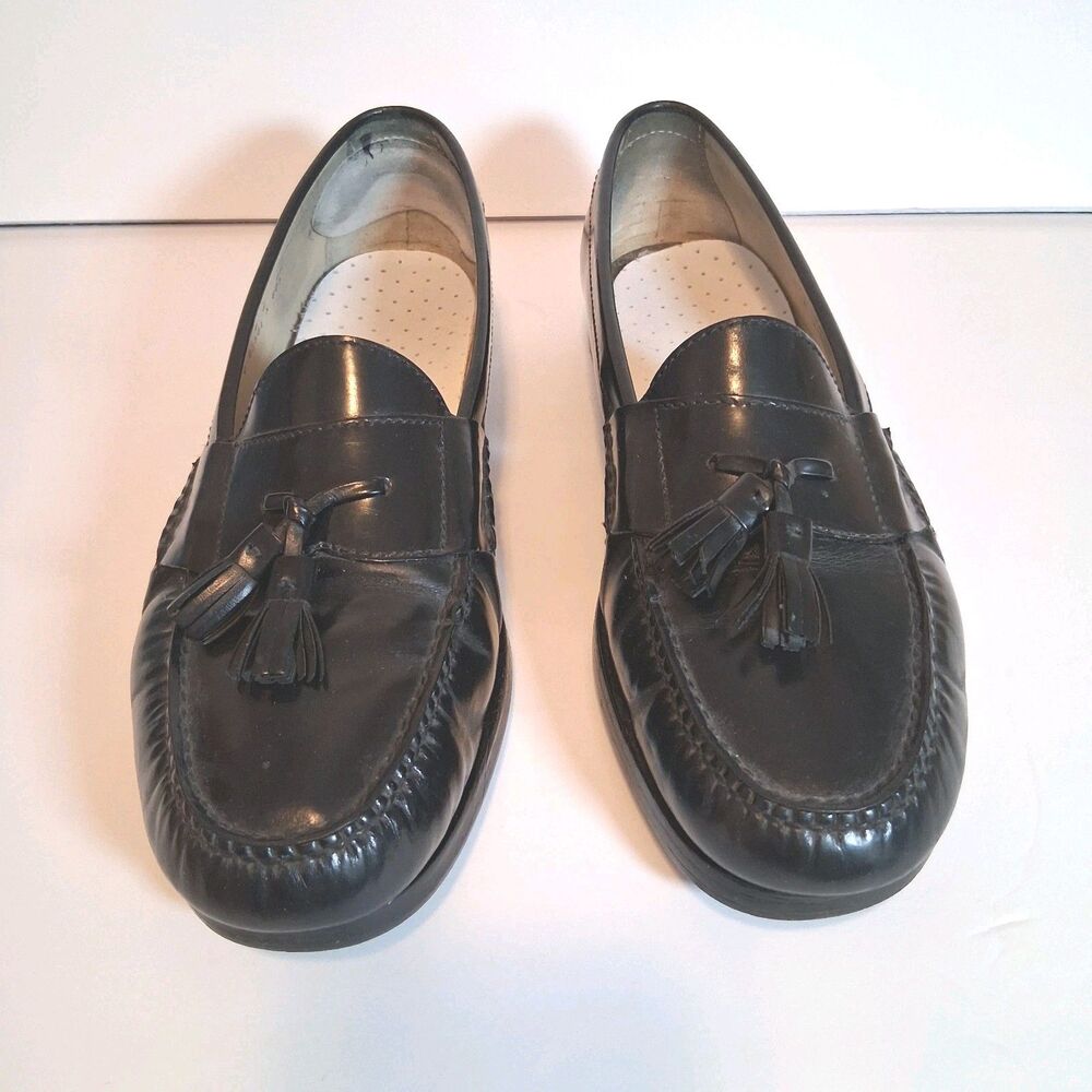 Cole Haan Men’s 13M Black Leather Tassel Loafers Moc Toe Dress Shoes